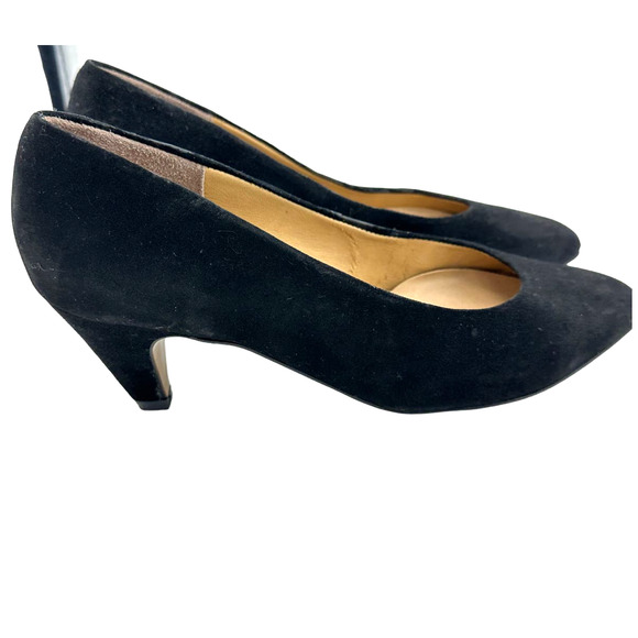 Vintage 90s Easy Spirit Black Suede Kitten Heel Pumps Pointed Size 7 - Picture 2 of 6